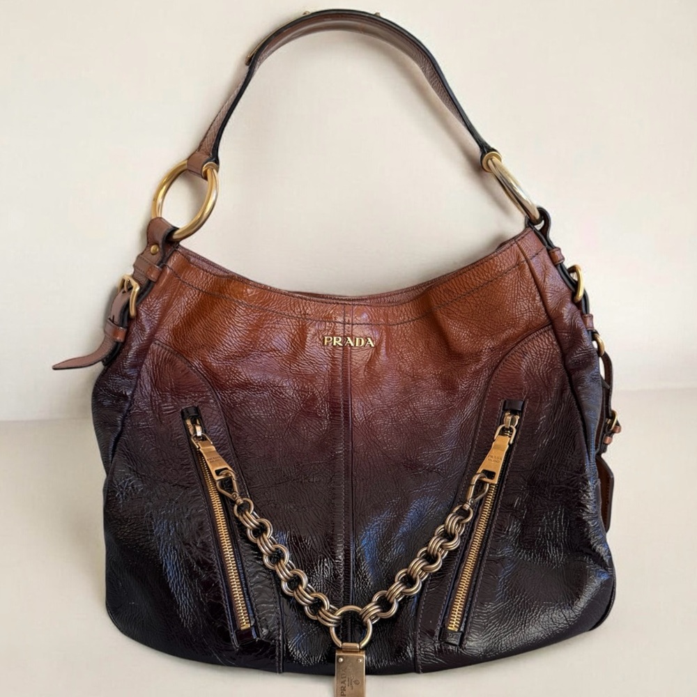 Prada Sfumata Ombré Leather Hobo Shoulder Bag